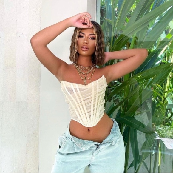 NEW House of CB Melinda Chiffon Draped Corset Top Small - Picture 12 of 13